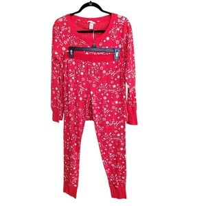 Victoria's Secret Medium Red Thermal Pajamas Christmas Winter PJ's Set